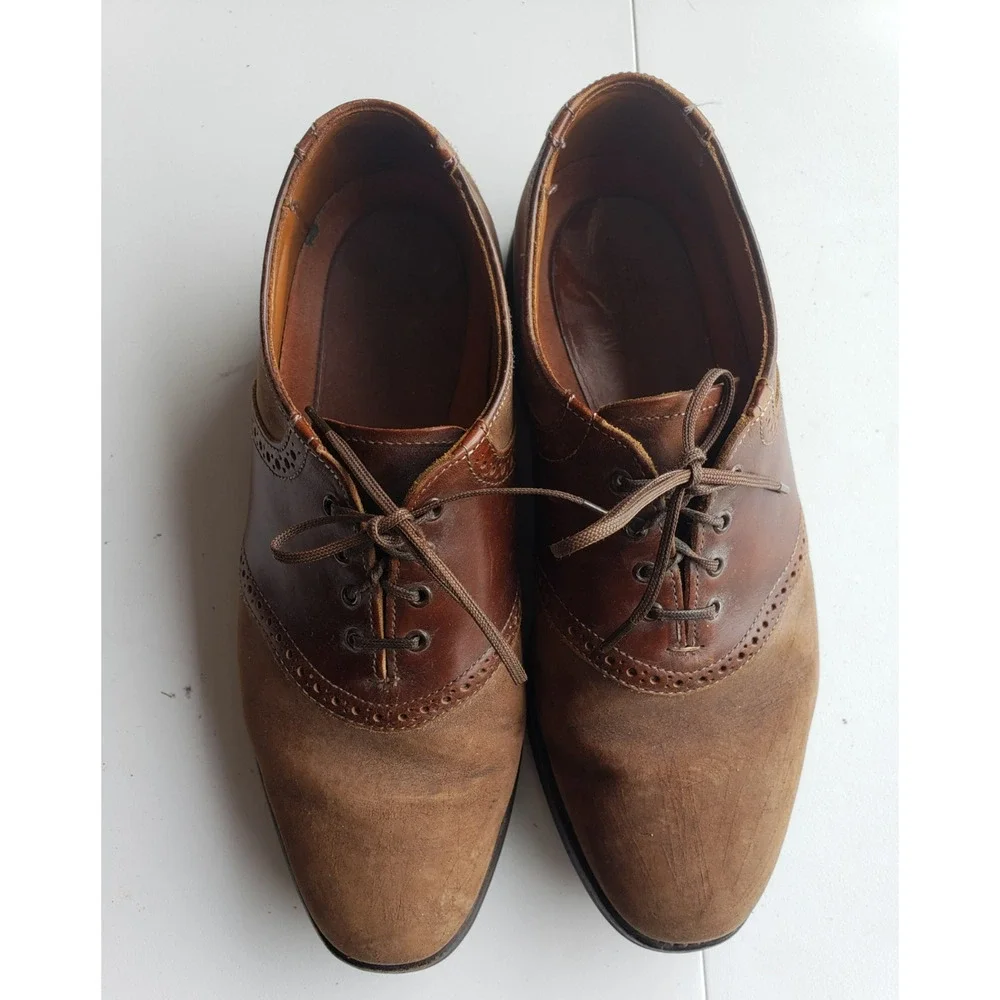 Allen Edmonds Shoes Size 9 D Mens Brown Oxford Presscott Saddle Two Tone Leather